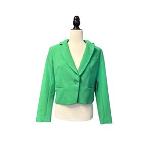 Express Cropped Blazer Women Green Single Button Jacket Size M
